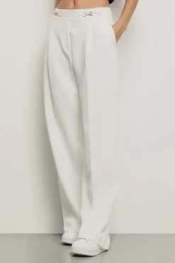 Pantaloni & Leggings^Gaëlle Pantalone dritto in cady con morsetti • - Paris Bianco