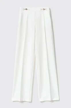 Pantaloni & Leggings^Gaëlle Pantalone dritto in cady con morsetti • - Paris Bianco