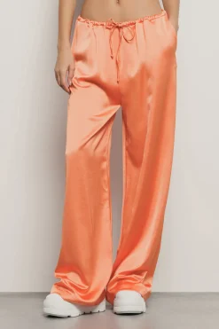 Pantaloni & Leggings^Gaëlle Pantalone dritto in raso • - Paris Arancione melone