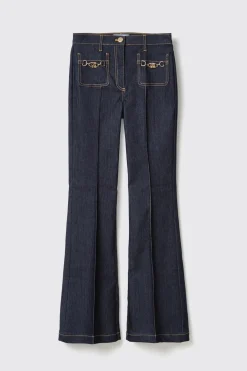 Pantaloni & Leggings|Denim^Gaëlle Pantalone flare slim con orlo fondo • - Paris Blu