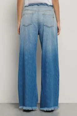 Pantaloni & Leggings|Denim^Gaëlle Pantalone maxi palazzo con coulisse • - Paris Blu