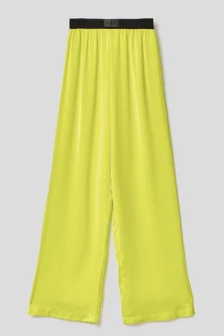 Pantaloni & Leggings^Gaëlle Pantalone morbido in raso • - Paris Giallo lime