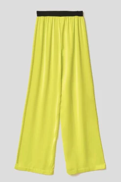 Pantaloni & Leggings^Gaëlle Pantalone morbido in raso • - Paris Giallo lime