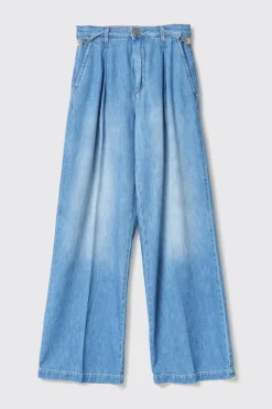 Pantaloni & Leggings|Denim^Gaëlle Pantalone palazzo chino straight • - Paris Blu