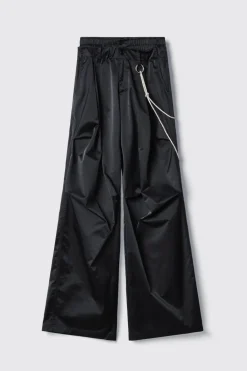 Pantaloni & Leggings^Gaëlle Pantalone twill gamba larga con doppia vita e dettaglio accessorio • - Paris Nero