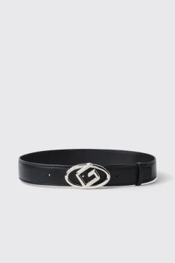 Cinture^Gaëlle Reg belt con fibbia maxi g • - Paris Nero argento
