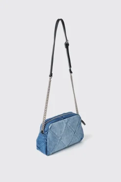 Borse A Tracolla|Denim^Gaëlle Reg camera bag denim a rombi applicazione metal logo • - Paris Denim light blu