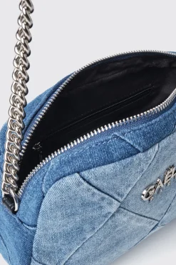 Borse A Tracolla|Denim^Gaëlle Reg camera bag denim a rombi applicazione metal logo • - Paris Denim light blu