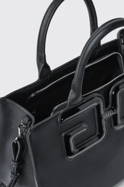 Borse A Mano|Borse A Tracolla^Gaëlle Reg hand bag in vernice con maxi patch double g • - Paris Nero