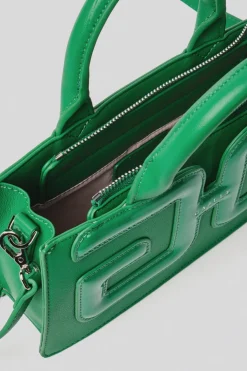 Borse A Mano|Borse A Tracolla^Gaëlle Reg hand bag in vernice con maxi patch double g • - Paris Verde