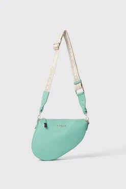 Borse A Mano|Borse A Tracolla^Gaëlle Reg moon bag con logo in metallo e tracolla jacquard • - Paris Verde acqua