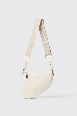 Borse A Mano^Gaëlle Reg moon bag con logo in metallo e tracolla jacquard • - Paris Bianco