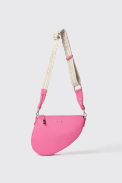 Borse A Mano|Borse A Tracolla^Gaëlle Reg moon bag con logo in metallo e tracolla jacquard • - Paris Fucsia