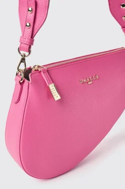 Borse A Mano|Borse A Tracolla^Gaëlle Reg moon bag con logo in metallo e tracolla jacquard • - Paris Fucsia