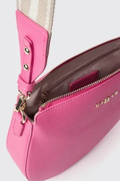 Borse A Mano|Borse A Tracolla^Gaëlle Reg moon bag con logo in metallo e tracolla jacquard • - Paris Fucsia