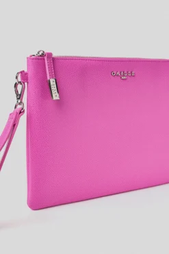 Pochette^Gaëlle Reg pochette ecopelle logo in metallo • - Paris Fucsia