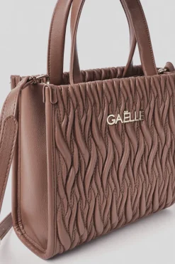 Borse A Mano|Shopper & Zaini^Gaëlle Reg. shopper plisse' con logo in metallo • - Paris Tabacco