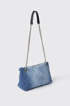 Borse A Tracolla|Denim^Gaëlle Reg shoulder strap denim a rombi applicazione metal logo • - Paris Denim light blu