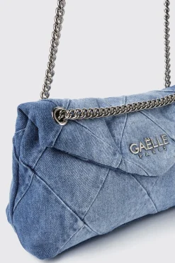 Borse A Tracolla|Denim^Gaëlle Reg shoulder strap denim a rombi applicazione metal logo • - Paris Denim light blu