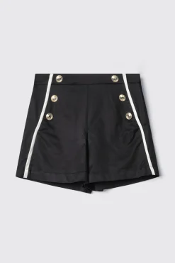 Gonne & Shorts^Gaëlle Short a vita alta in twill e raso con bottoni • - Paris Nero gesso