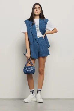 Gonne & Shorts^Gaëlle Short con piegoni e tasche nel fianco e boxer elastico • - Paris Blue
