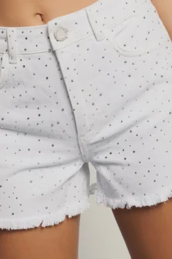 Gonne & Shorts|Denim^Gaëlle Short con strass all over • - Paris Off white