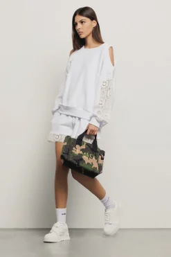 Gonne & Shorts^Gaëlle Short in felpa con balza in pizzo macramè • - Paris Bianco