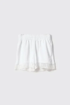 Gonne & Shorts^Gaëlle Short in felpa con balza in pizzo macramè • - Paris Bianco
