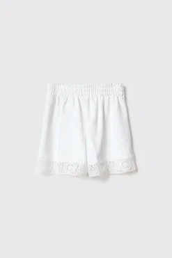 Gonne & Shorts^Gaëlle Short in felpa con balza in pizzo macramè • - Paris Bianco