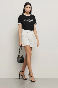 Gonne & Shorts|Denim^Gaëlle Short loose fit con bottoni gioiello su tasche • - Paris Off white