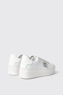 Sneakers^Gaëlle Sneaker addict in action leather con inserto gioiello e rubber patch • - Paris Bianco