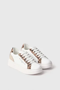 Sneakers^Gaëlle Sneakers addict in action leather con inserti animalier e suola logata • - Paris Animalier beige