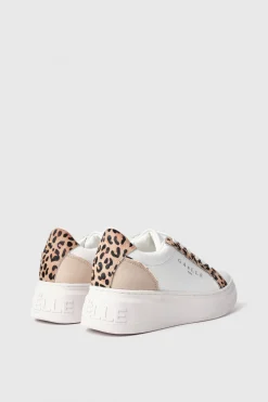 Sneakers^Gaëlle Sneakers addict in action leather con inserti animalier e suola logata • - Paris Animalier beige