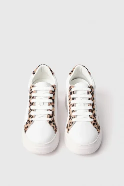 Sneakers^Gaëlle Sneakers addict in action leather con inserti animalier e suola logata • - Paris Animalier beige
