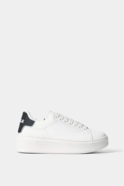 Sneakers^Gaëlle Sneakers addict in action leather con rubber patch • - Paris Bianco-nero