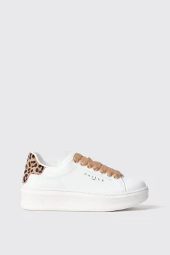 Sneakers^Gaëlle Sneakers addict in action leather co inserto animalier • - Paris Animalier beige