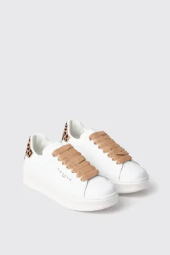 Sneakers^Gaëlle Sneakers addict in action leather co inserto animalier • - Paris Animalier beige