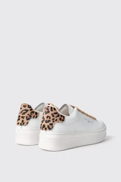 Sneakers^Gaëlle Sneakers addict in action leather co inserto animalier • - Paris Animalier beige