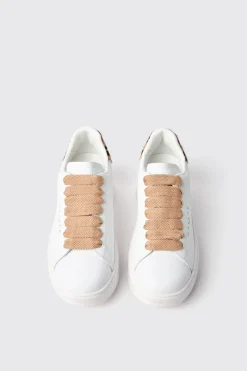 Sneakers^Gaëlle Sneakers addict in action leather co inserto animalier • - Paris Animalier beige