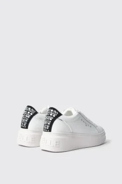 Sneakers^Gaëlle Sneakers addict in action leather con piping laminato e tallone con strass e suola logata • - Paris Bianco