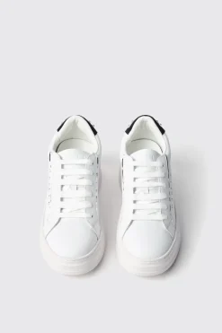 Sneakers^Gaëlle Sneakers addict in action leather con piping laminato e tallone con strass e suola logata • - Paris Bianco