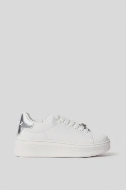 Sneakers^Gaëlle Sneakers addict in action leather con passalaccio in strass • - Paris Argento