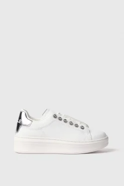Sneakers^Gaëlle Sneakers addict in action leather con strass • - Paris Argento