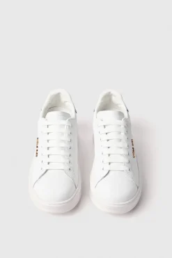 Sneakers^Gaëlle Sneakers addict in action leather con inserto denim • - Paris Denim light blu