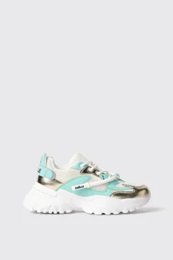 Sneakers^Gaëlle Sneakers runner in mesh con stopper logato in rubber e inserti in laminato • - Paris Verde menta