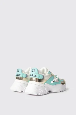 Sneakers^Gaëlle Sneakers runner in mesh con stopper logato in rubber e inserti in laminato • - Paris Verde menta