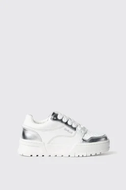 Sneakers^Gaëlle Sneakers skaters in action leather con inserti laminati e logo sul retro • - Paris Argento