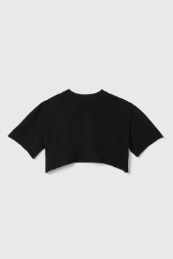 T-Shirt^Gaëlle T shirt crop in jersey paricollo dettaglio taglio con stampa • - Paris Nero