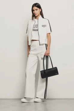 T-Shirt^Gaëlle T shirt crop paricollo raglan con inserti profilo • - Paris Bianco