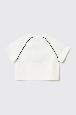 T-Shirt^Gaëlle T shirt crop paricollo raglan con inserti profilo • - Paris Bianco